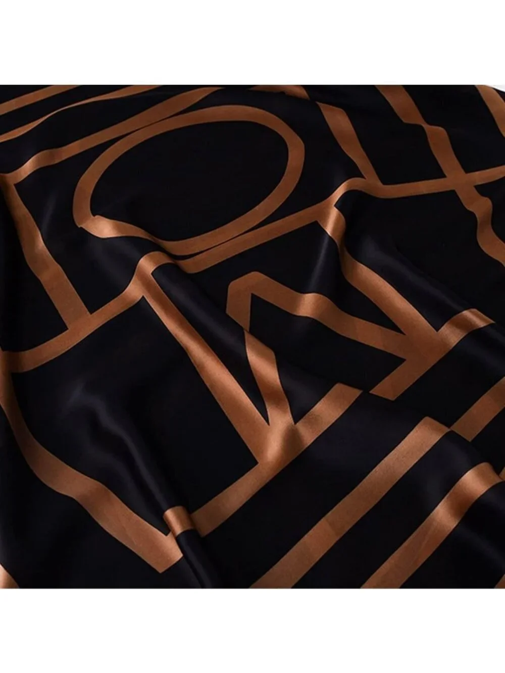 Women's Black Lightweight Silk Like Scarves Flower Print Head Cotton Wrap Scarf